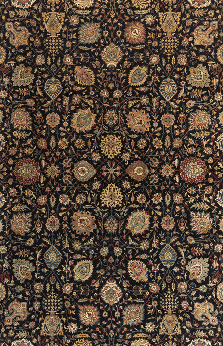 9x12 Tabriz Black/Light Gold Wool