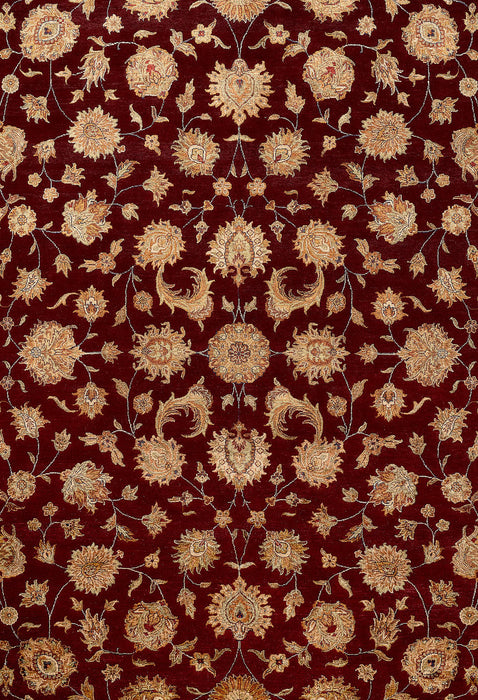 9x12 Reflection Red/Beige Wool and Silk Embossed