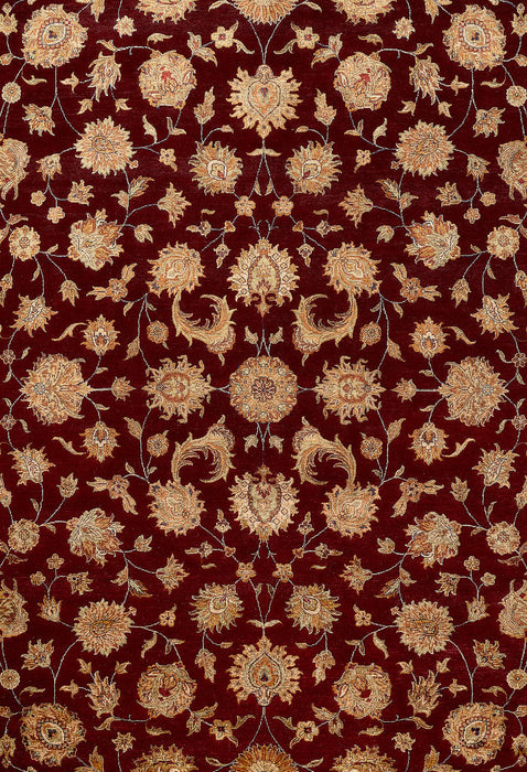 9x12 Reflection Red/Beige Wool & Embossed Silk
