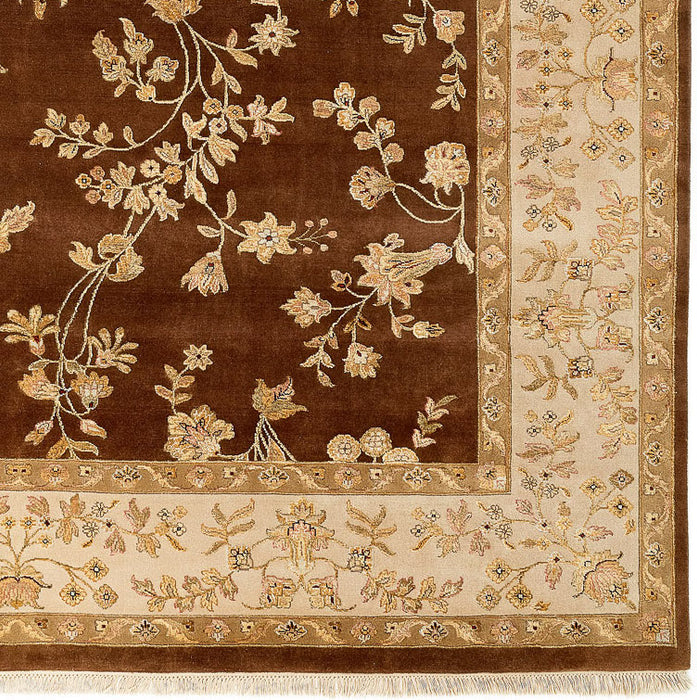 9x12 Reflections Ivory/Brown Wool and Chinese Silk Embossed