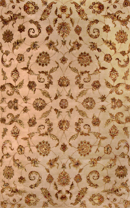 9x12 Elegance Camel/Ivory Wool and Silk Embossed