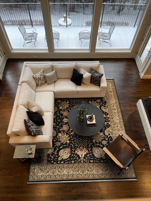 9x12 Indo Persian Mashhad Black/Beige Wool