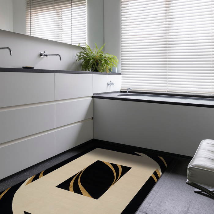 Benares 4x6 Black/Gold Wool and Silk