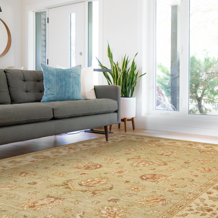 Chobi 5x7 Ivory/Light Green Ghazni Wool