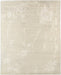 A square area rug with a distressed, textured pattern in cream, beige, and light gray tones.