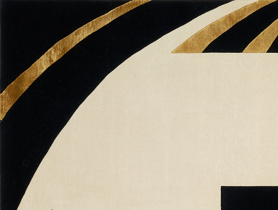 Benares 5.06x7.09 Black/Gold Wool and Bamboo silk
