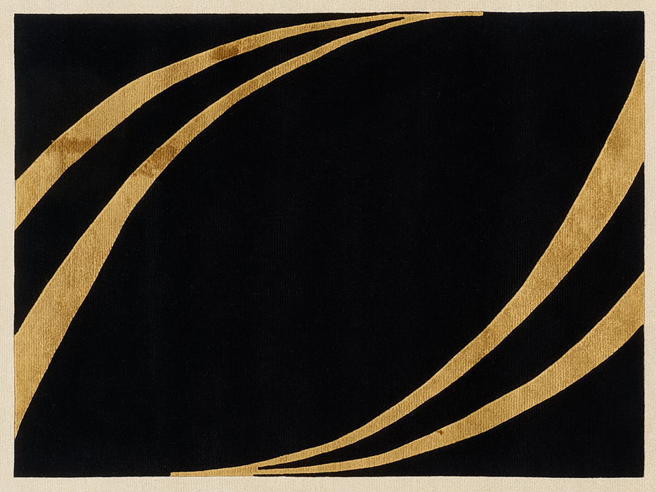 Benares 5.06x7.09 Black/Gold Wool and Bamboo silk