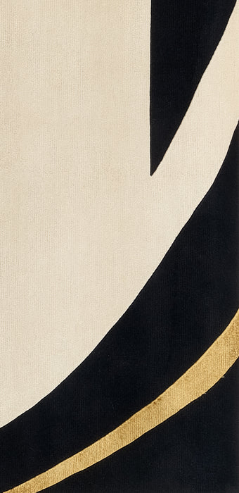 Benares 5.06x7.09 Black/Gold Wool and Bamboo silk