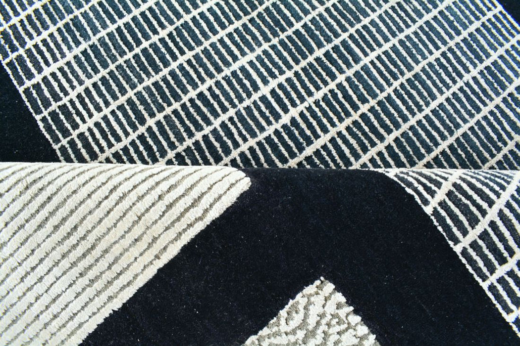 Grid Black/Beige Wool and Silk