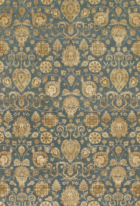 9x12 Enchante Blue/Ivory Wool and Silk Embossed
