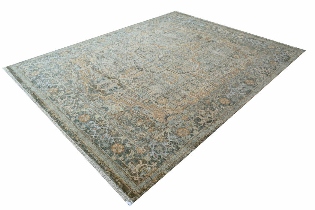 Return To Classic 9x12 Ivory-Light Blue Wool