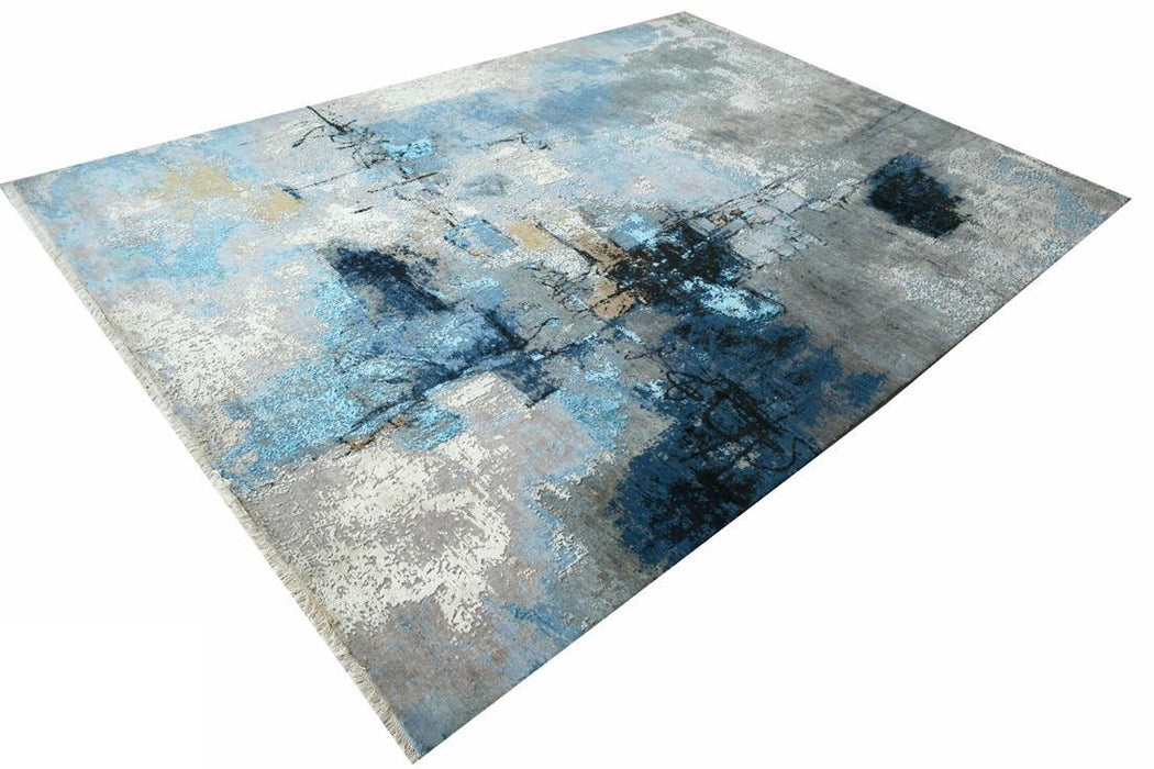 Lucerne 8x10 Blue/Grey Wool and Silk.
