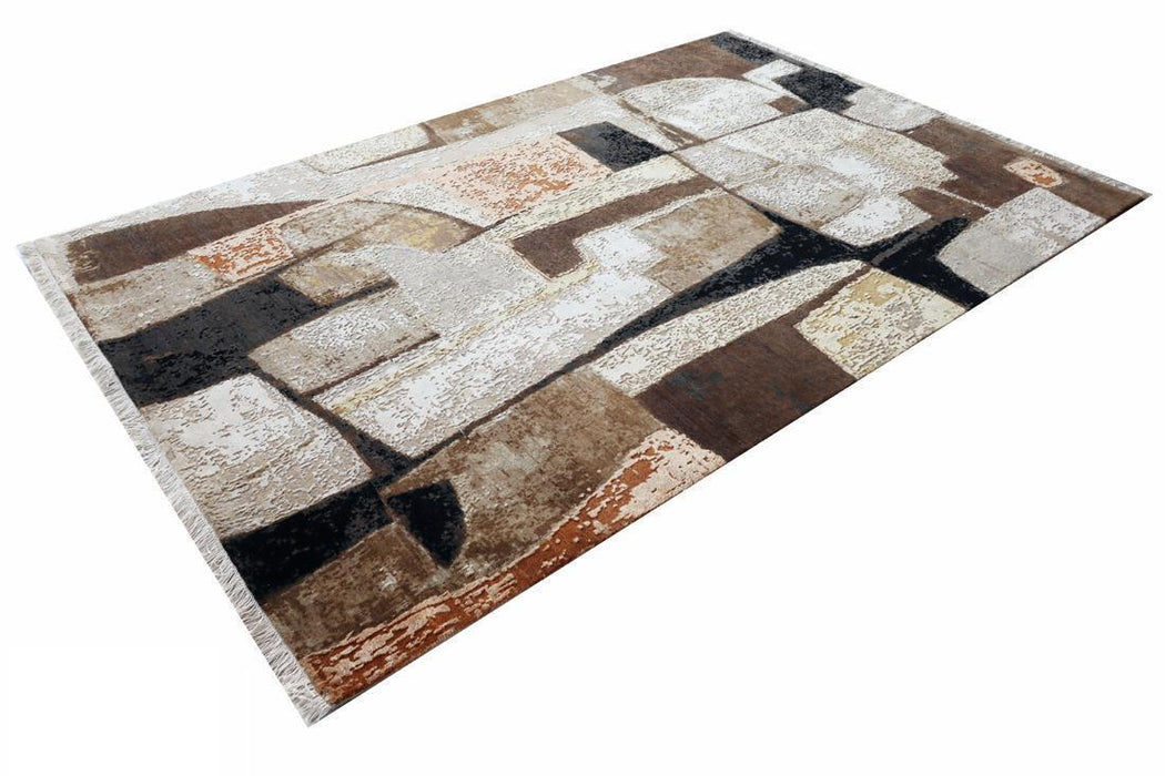 Cubism 5x7 Ivory/Brown Wool and Silk *New Arrival