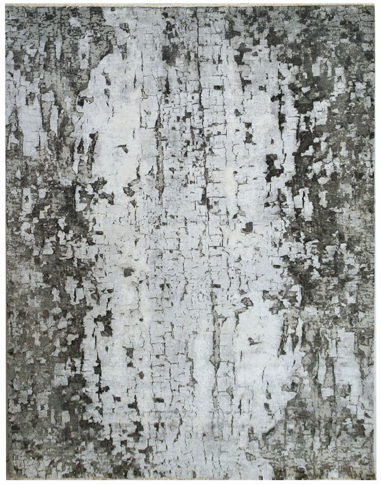 Moss 3x8 Grey/Silver Wool and Silk