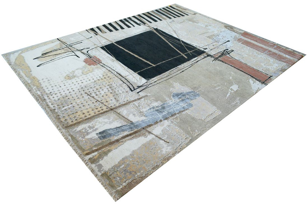 Custom Order: Composition Ivory/Black/Beige Wool and Silk