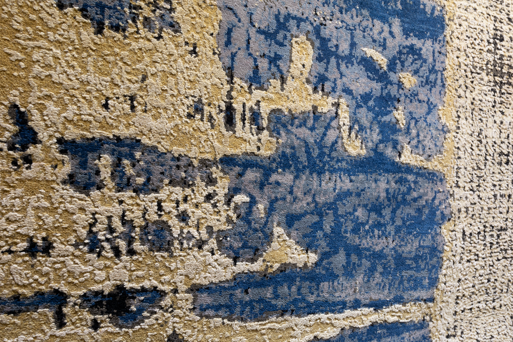 Côte d'Azur Beige/Blue Wool and Silk