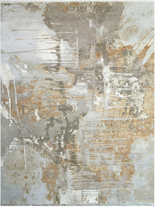 Cinder 9x12 Charcoal-Gold Silk and Wool