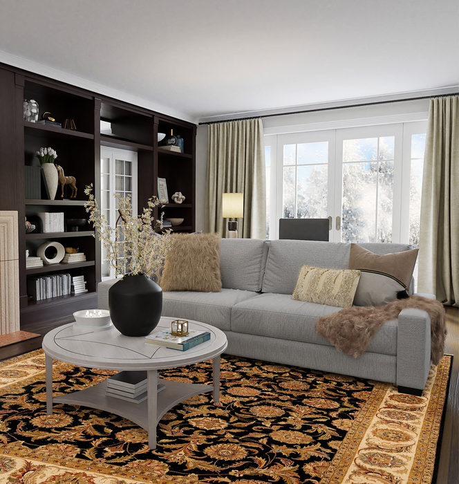 Agra 8x10 Black/Beige Wool