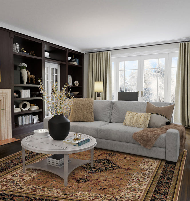 6x9 Shah Kashan Black/Beige Wool
