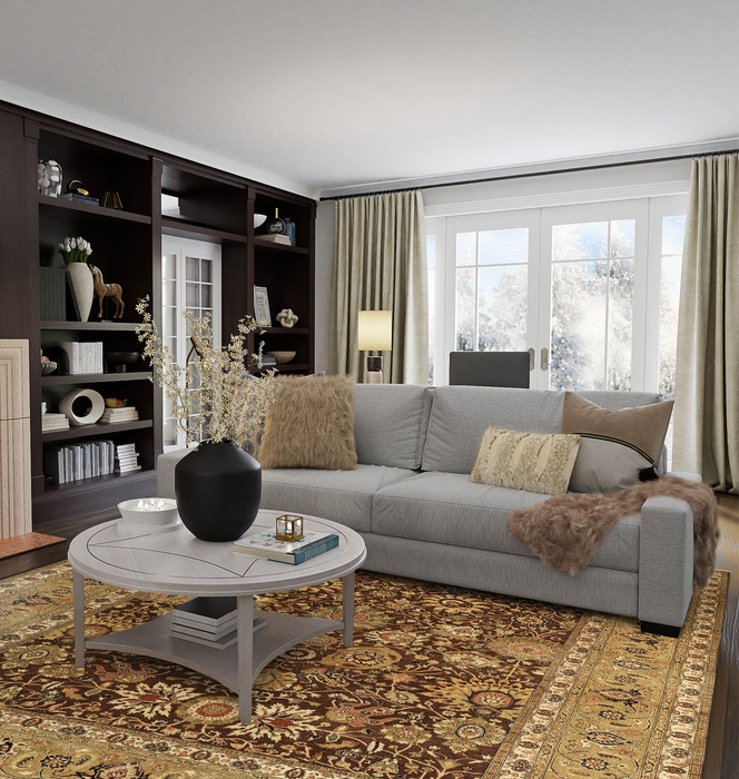 Agra Kashan 9x12 Brown/Gold Ghazni Wool