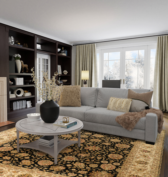 Agra Collection 9x12 Black/Ivory Wool