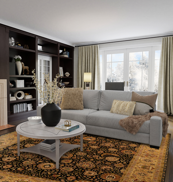 Indo Persian 10x14 Elegance Black/Gold Wool