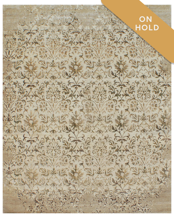 Erased 8x10 Beige/Ivory Wool and Silk.