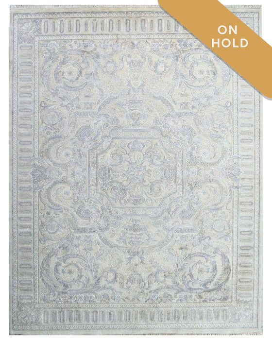 Savonnerie 9x12 Ivory Silk and Wool