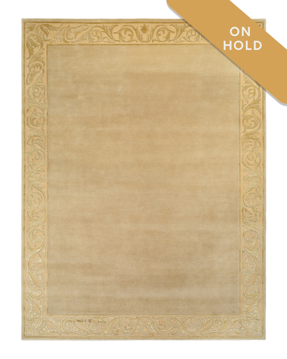 Taj Gold Border 9x12 Wool and Silk