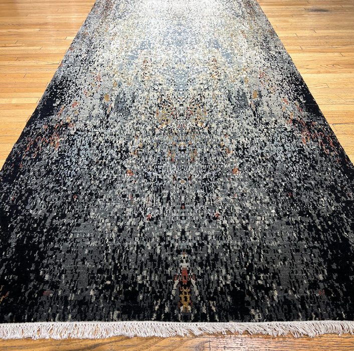 Illuminate 3x8 Black Wool and Embossed Silk