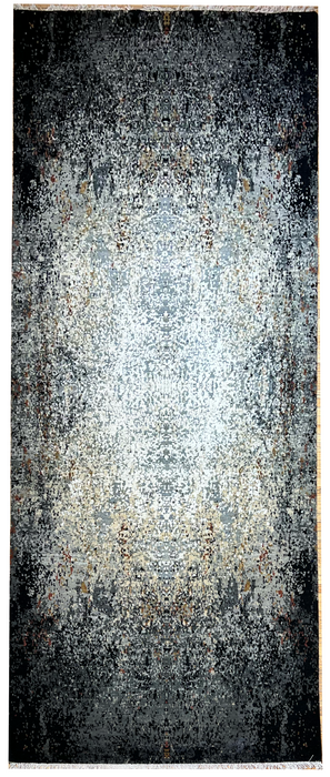 Illuminate 3x8 Black Wool and Embossed Silk
