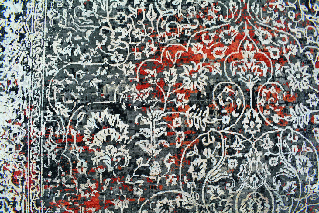 Eterno 9x12 Grey/Ivory Wool and Silk Embossed