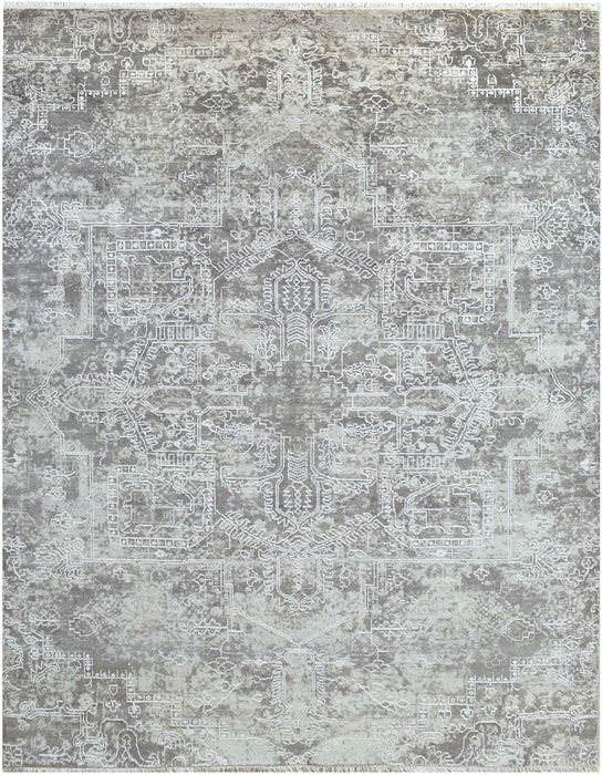 Intessa 8x10 Ivory-Grey Wool and Silk