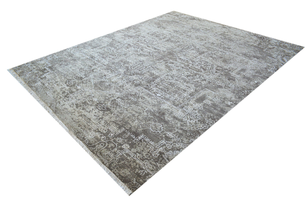 Intessa 8x10 Ivory-Grey Wool and Silk