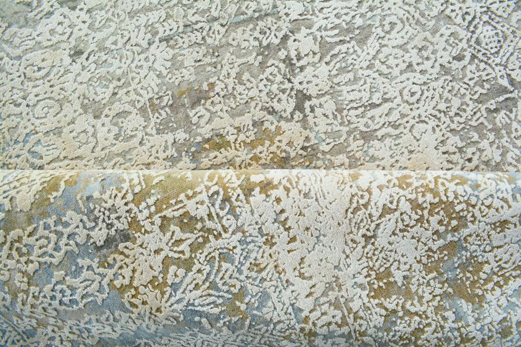 Intrecciare Ivory-Charcoal Wool and Silk Embossed