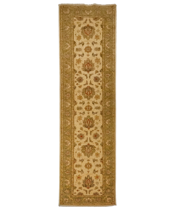 Chobi 2.67x10 Ivory/Green Ghazni Wool