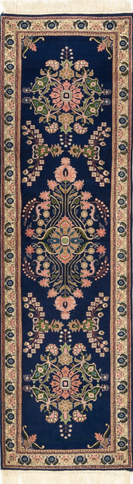 Kashan 2.07x9 Navy Wool Runner