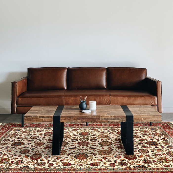Indo Tabriz 6x9 Ivory/Rust Wool