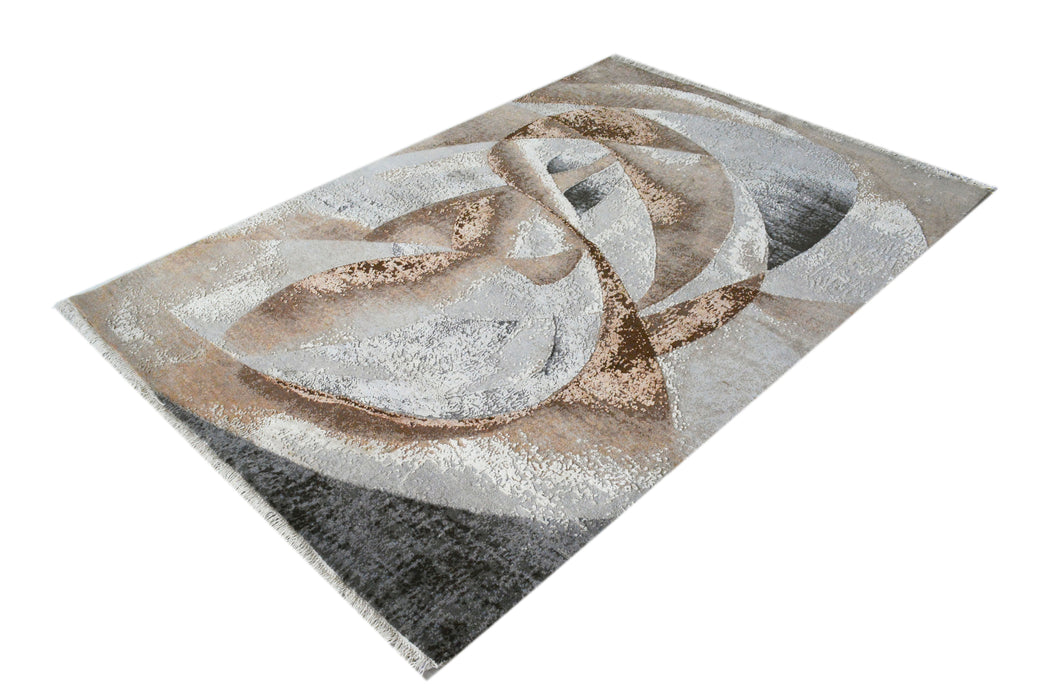 Mirage 5x7 Camel-Brown Silk and Wool