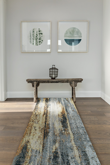 Elixir Runner 3x8 Gold/Charcoal Wool and Silk