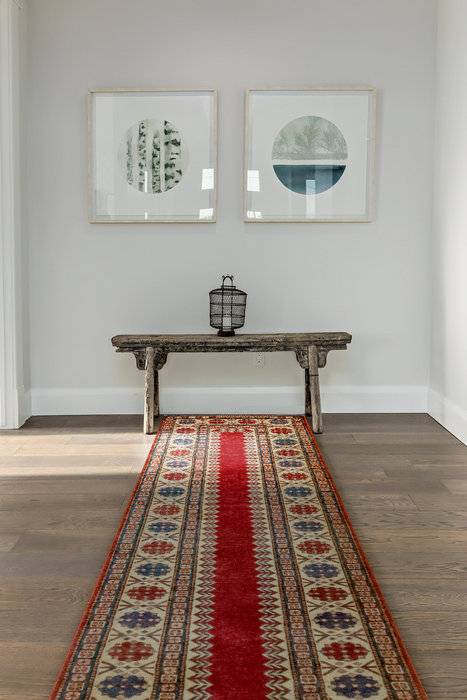Kazak 2.05x10 Feet Red/Blue Wool Runner