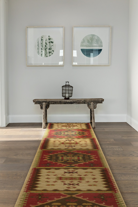 Dhurrie 2.05x12 Red/Ivory Wool Runner