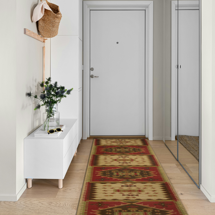 Dhurrie 2.05x12 Red/Ivory Wool Runner