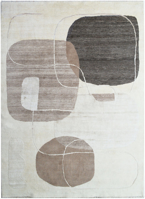 Terra 6x9 Ivory-Brown Wool and Silk