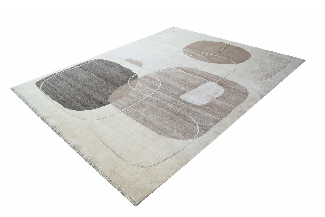 Terra 6x9 Ivory-Brown Wool and Silk