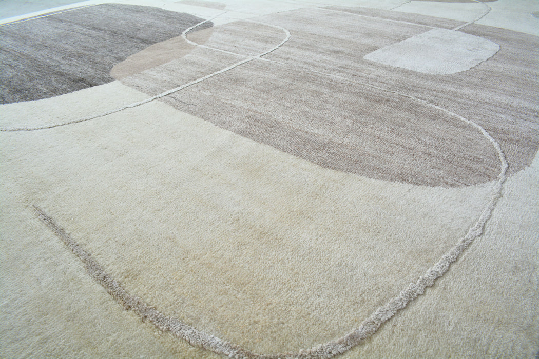 Terra 6x9 Ivory-Brown Wool and Silk