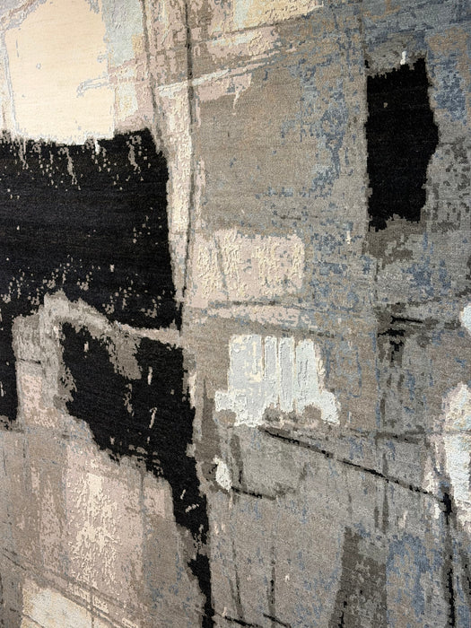 Guernica 6x9 Black/Ivory Wool and Silk