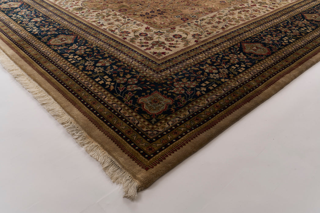 Shah Kashan 10x14 Beige/Blue Wool