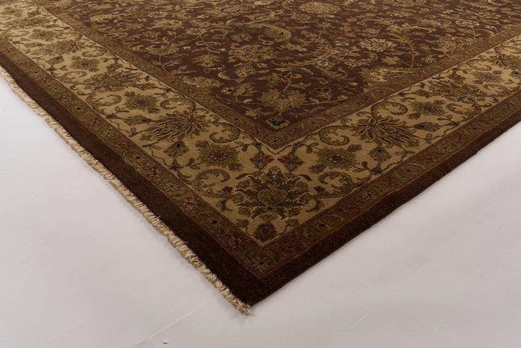 Antique Finish 10x14 Brown and Beige Wool