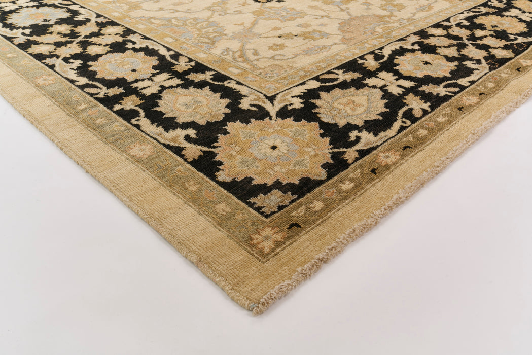 Chobi 9x12 Ivory/Blue/Black Ghazni Wool